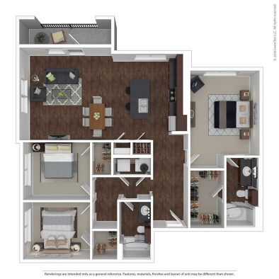 the floor plan of a two bedroom apartment at The Anatole at City View