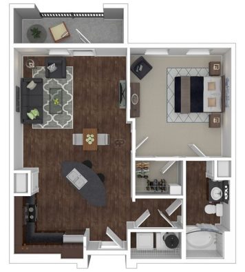 a floor plan of a two bedroom apartment at The Anatole at City View