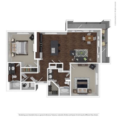 the floor plan for a two bedroom apartment at The Anatole at City View